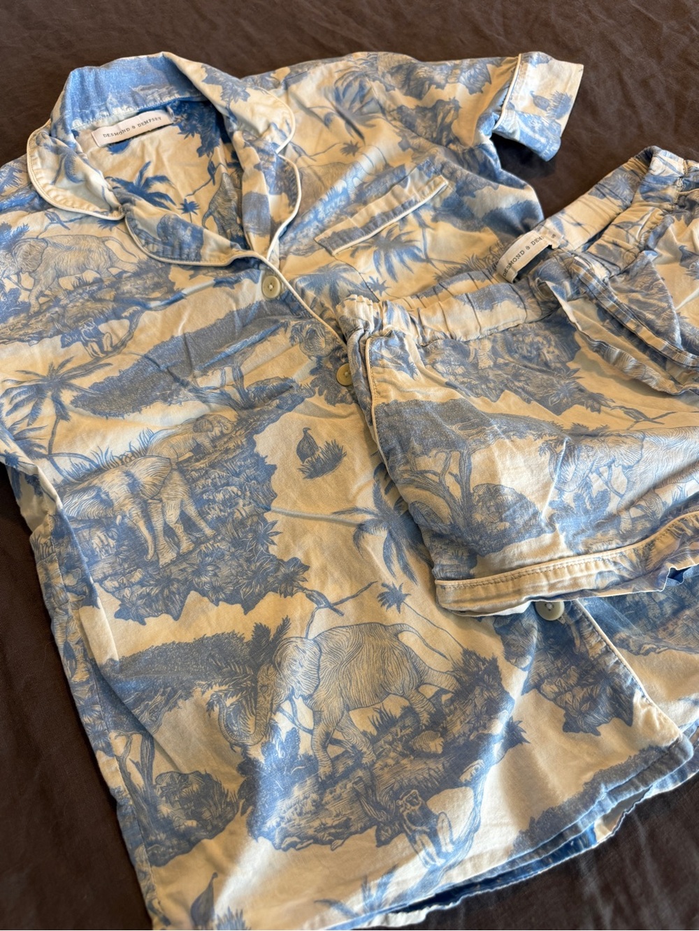 Desmond & Dempsey Loxodonta Blue Safari Short PJ Set - Picture 4 of 9